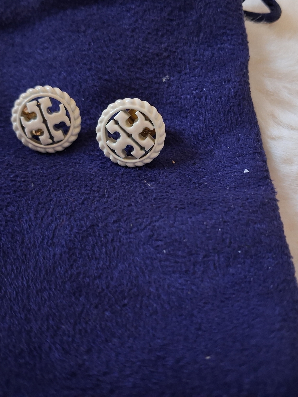 Tory Burch Rope Trim Logo Stud Earrings